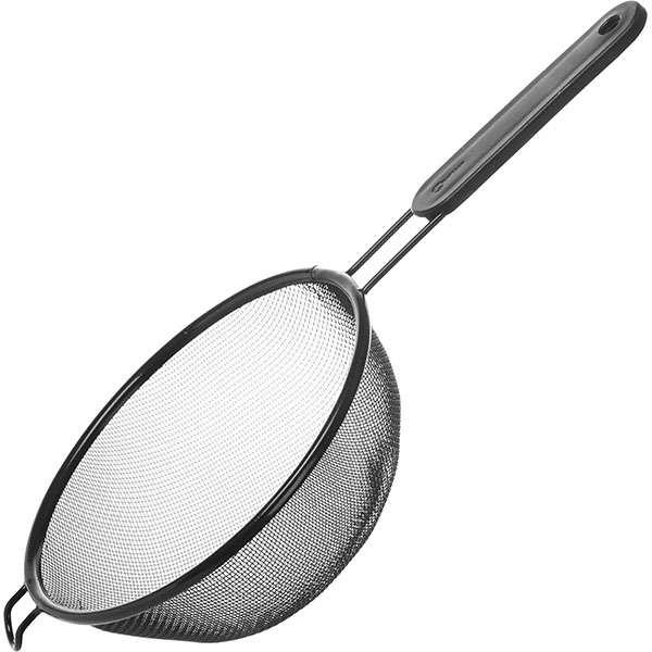 Сито с пласт.ручкой;сталь нерж.,антиприг.покр.;D=20,H=8,L=39см;черный